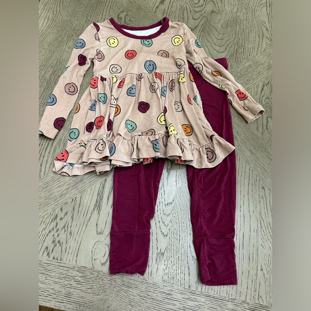 Kids Smiley Face Matching Set - Pink and Burgundy
